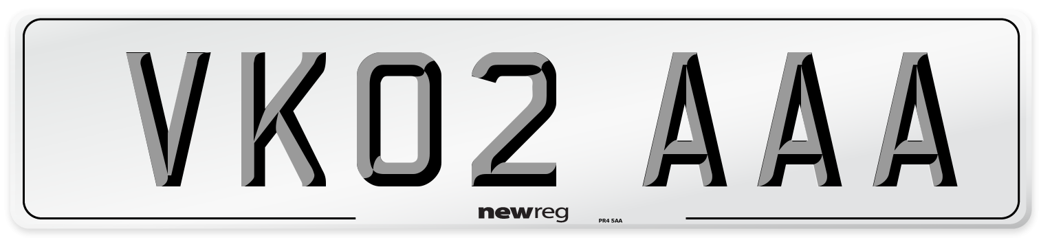 VK02 AAA Number Plate from New Reg